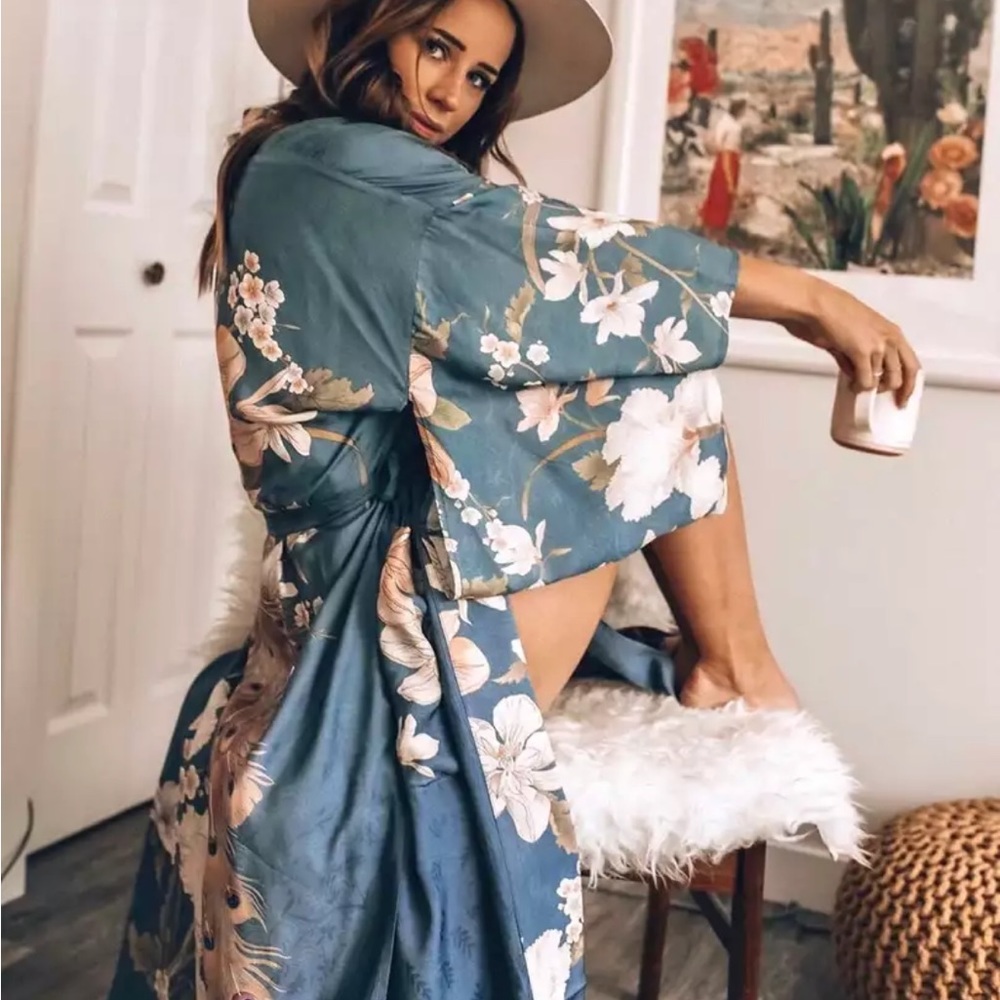 Floral print kimono/robe